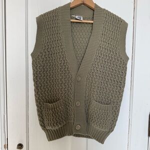 Vintage Knit Sweater Vest Sleeveless Cardigan M